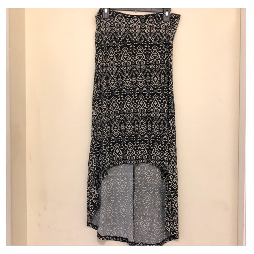 Black And Tan Printed High Low Skirt
